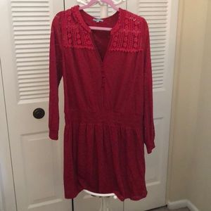 Long sleeve red lace dress!